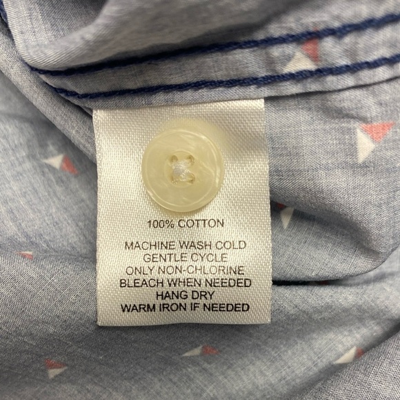 UNTUCKit Shirt Short Sleeve Button Down Cotton Navy Blue Red White Size Small - Picture 9 of 9